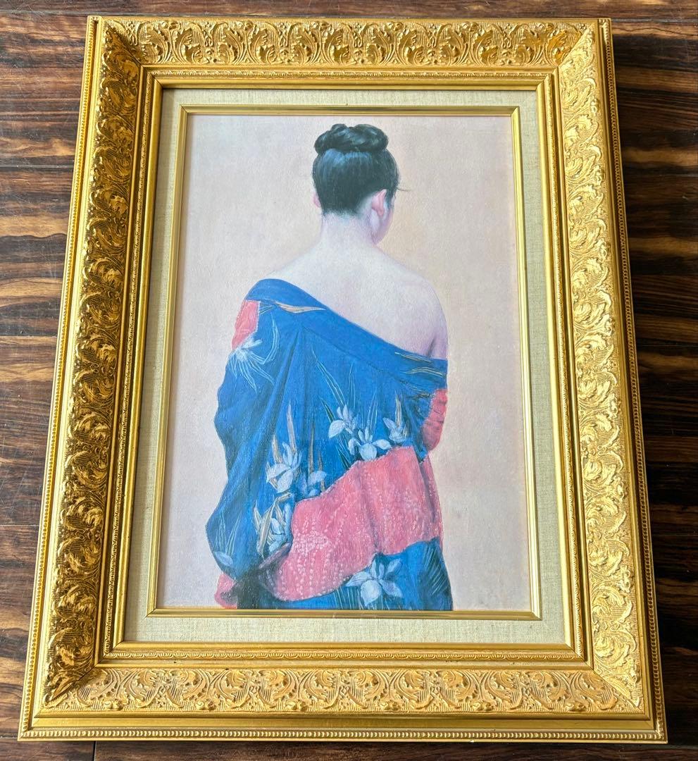 岡田 三郎助 「あやめの衣」複製 工芸画 額装 人物画 絵画 F 岡田 三郎助 「あやめの衣」複製 工芸画 額装 人物画 絵画 F - メルカリ