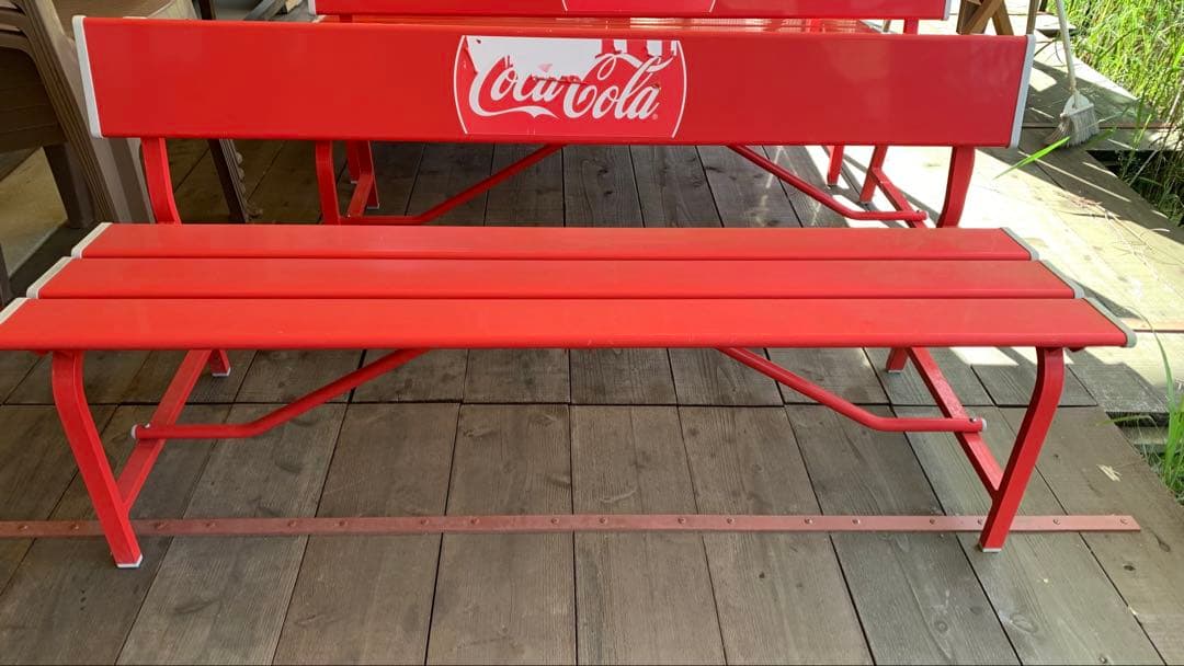 Coca-Cola ベンチ3台 コカ・コーラ ベンチ 長椅子 屋外 アルミ製 PJ-CCAB-Y01 | 山善