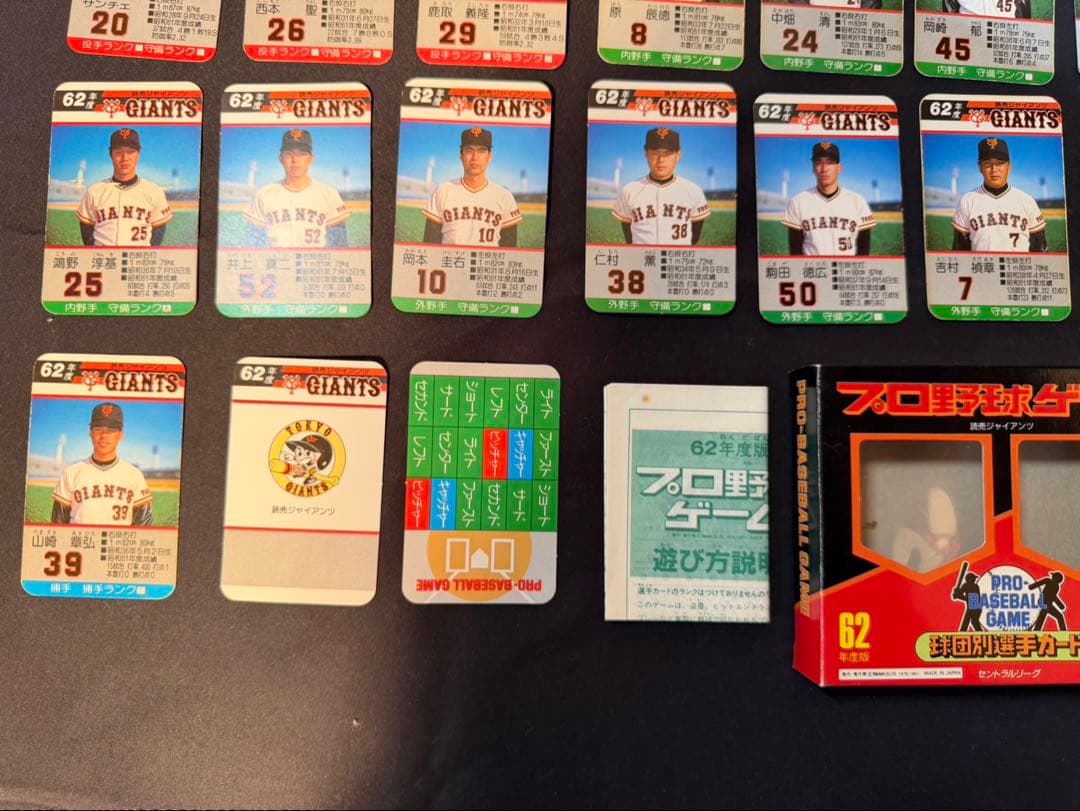 タカラ 62年版 プロ野球カードゲーム 読売巨人軍 ジャイアンツ 当時物
