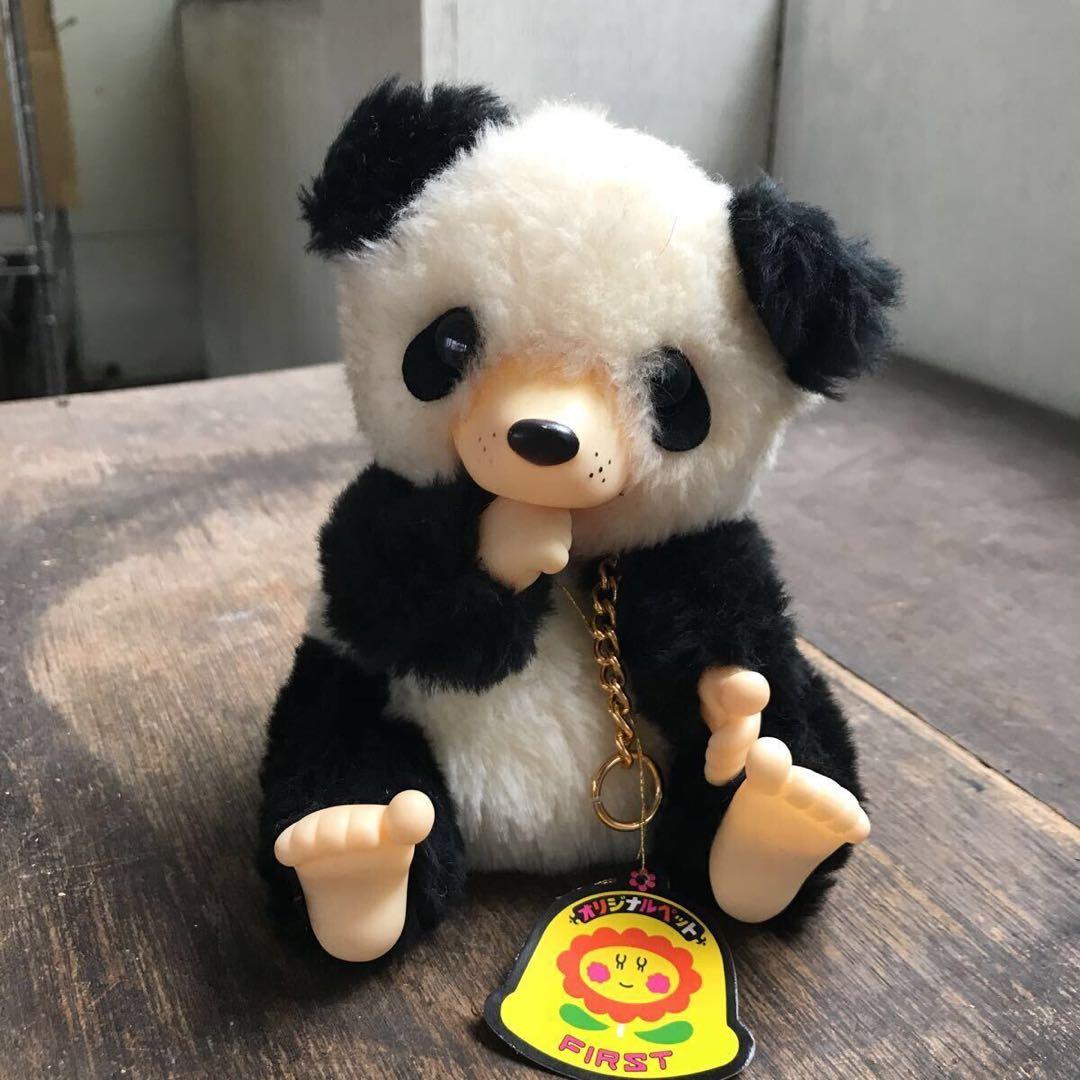 希少 美品 タグ付き ファースト社 おしゃぶり パンダ ぬいぐるみ 昭和