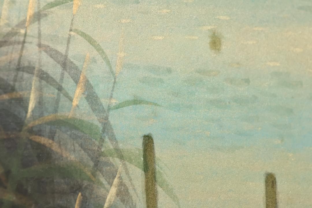 真作】 樋口辰志 「 朝爽（竹生島） 」 6号 日本画 共シール BK096
