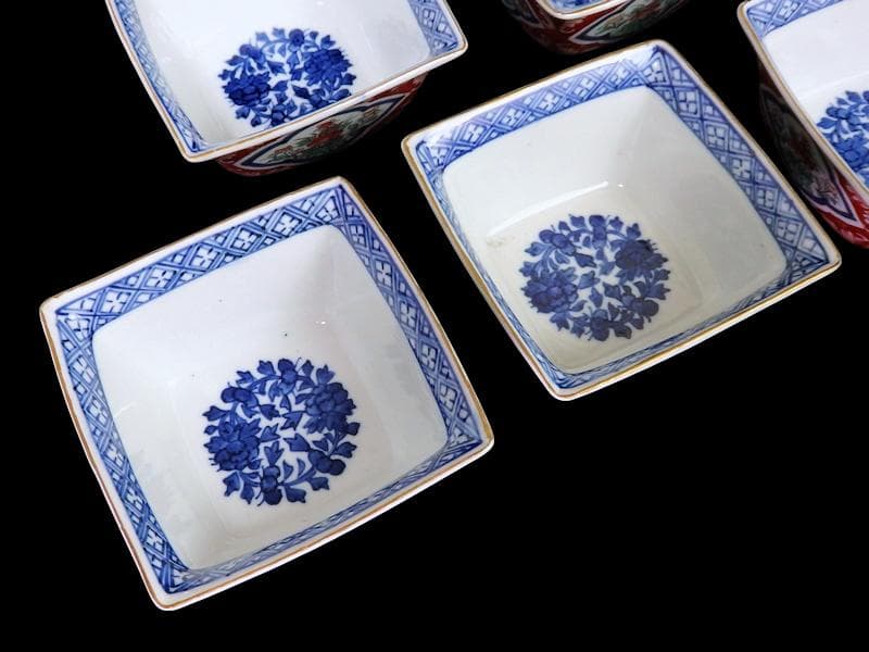 大聖寺伊万里 唐獅子牡丹の図 四方角向付 5客 N1114AS-CZy - メルカリ