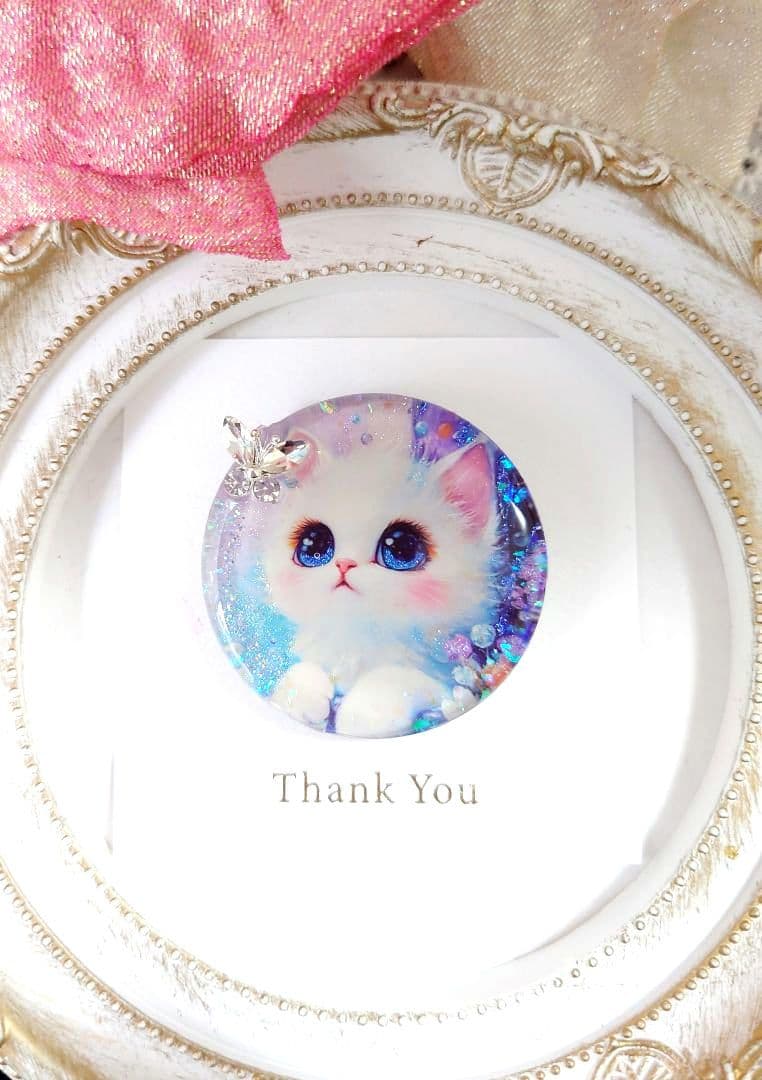 1点のみ❤NO.748❤猫 ねこ❤レジンへアゴム ブローチ