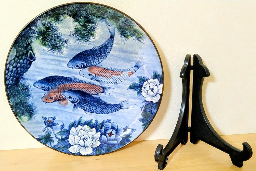 有田焼 鯉 五匹鯉 美しい 大皿 絵皿 飾り皿 骨董 陶器 皿 アンティーク