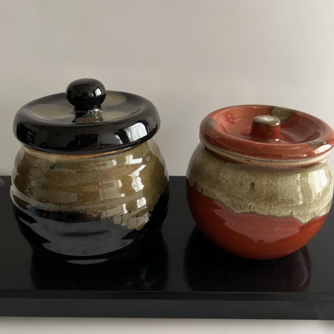 美濃焼 蓋付き壺 塩壺 梅干壺 薬味壺2個セット - メルカリ