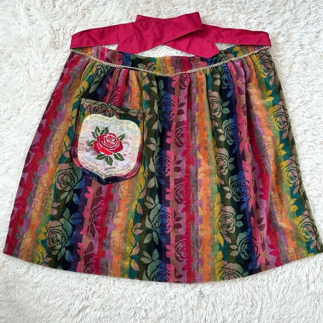 タオルサロン カラカラ商事 バラ刺繍 花柄 エプロン タオルエプロン