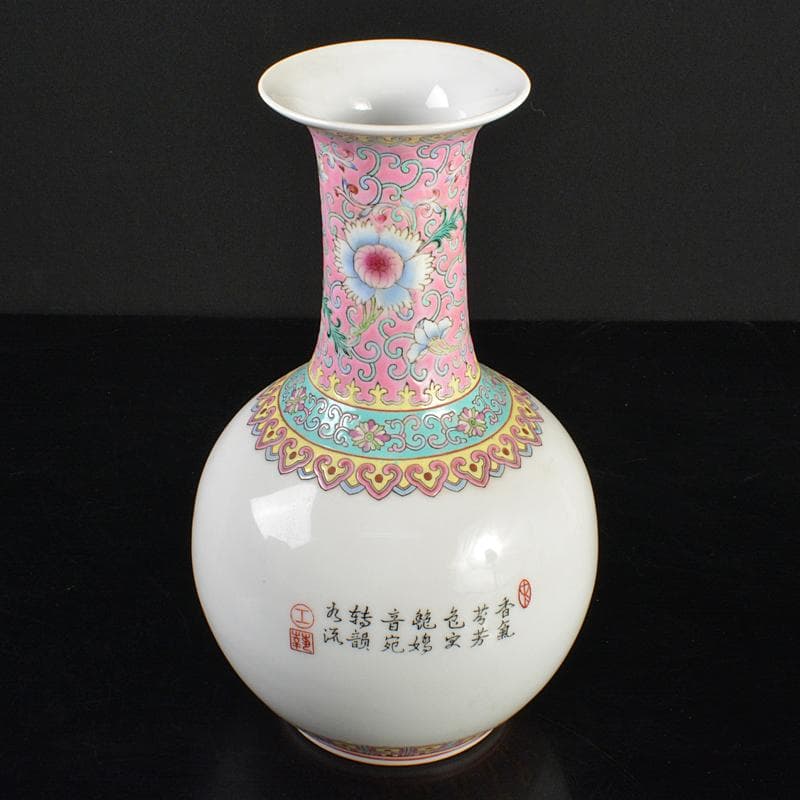 中国 中国景徳鎮製 粉彩 漢詩花鳥文 玉壷春瓶 時代箱付 M R6427 - メルカリ