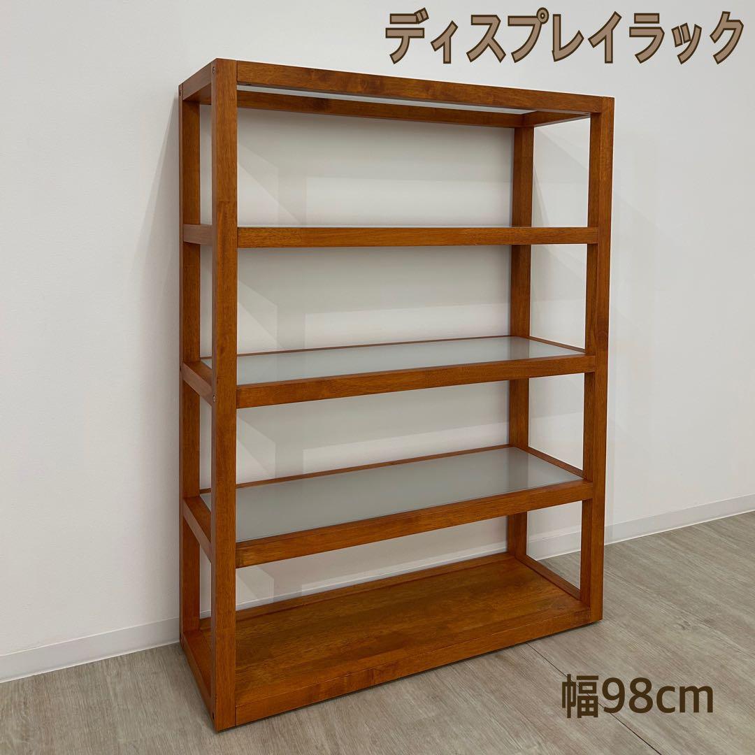 展示品★木製ディスプレイラック オープンラック ガラス棚 北欧風 什器 展示品☆木製ディスプレイラック オープンラック ガラス棚 北欧風 陳列