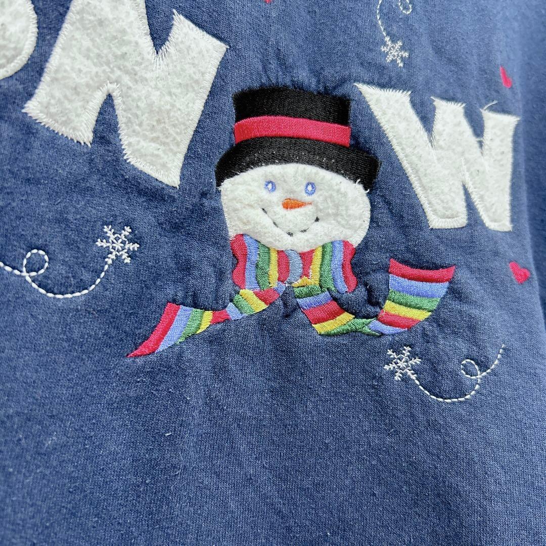117 雪だるま スノーマン ネイビー 可愛い トレーナー 紺色 クリスマス