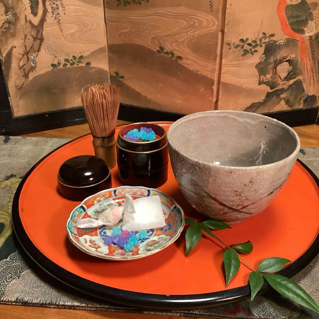 A1028 古伊万里 染錦手 輪花型 見込牡丹に蝶 窓絵 花唐草 小皿 5枚