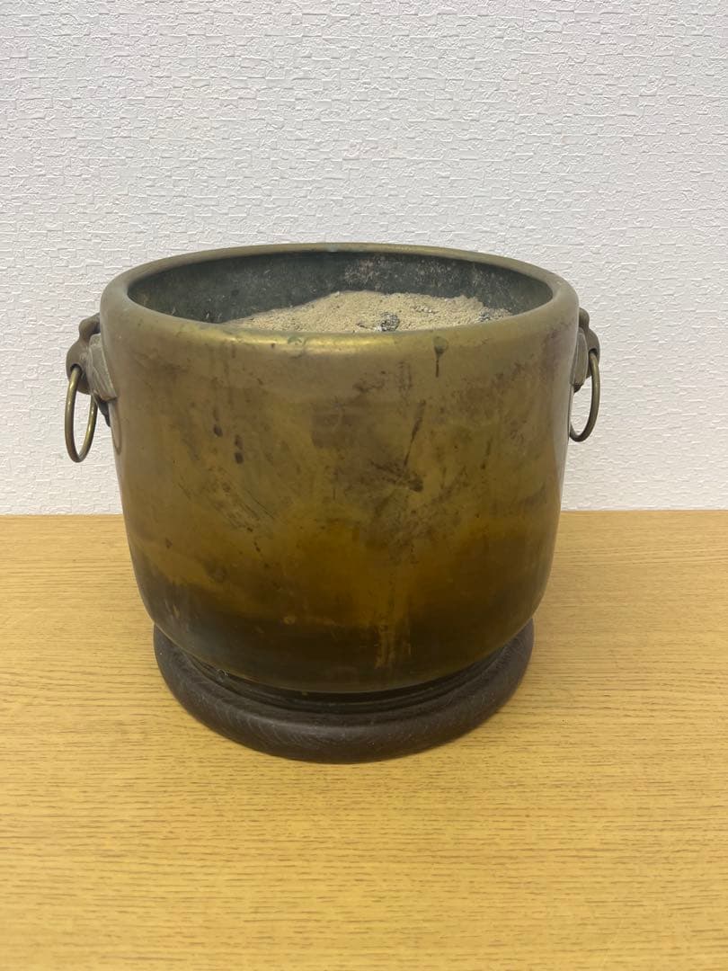 昭和レトロ】火鉢 真鍮 灰付き 鉢 アンティーク 骨董品 レア 希少