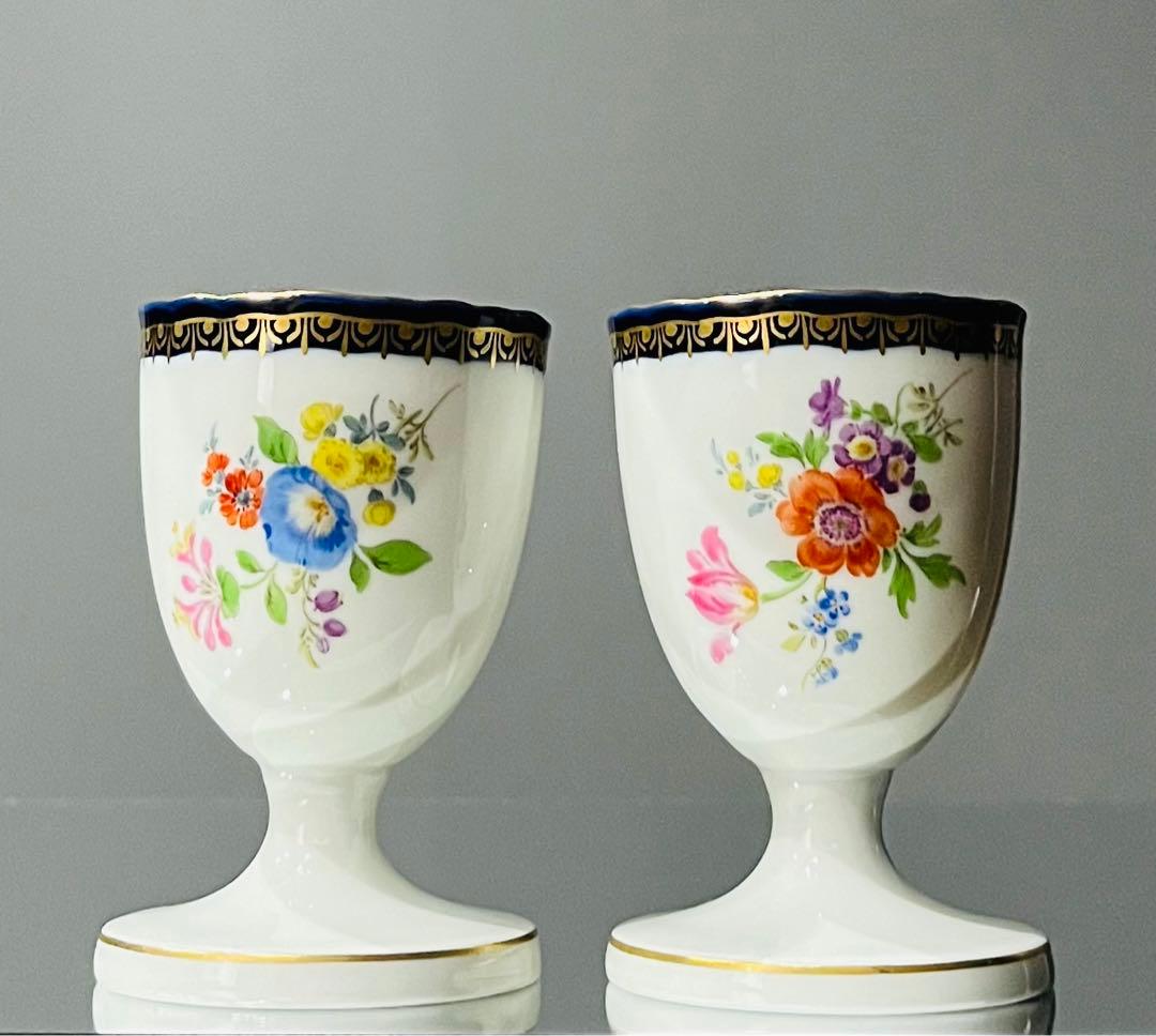Meissen マイセン/※1級品 Ａカンテ 金彩フラワー　エッグスタンド　C Meissen マイセン/※1級品 Aカンテ 金彩フラワー エッグスタンド C