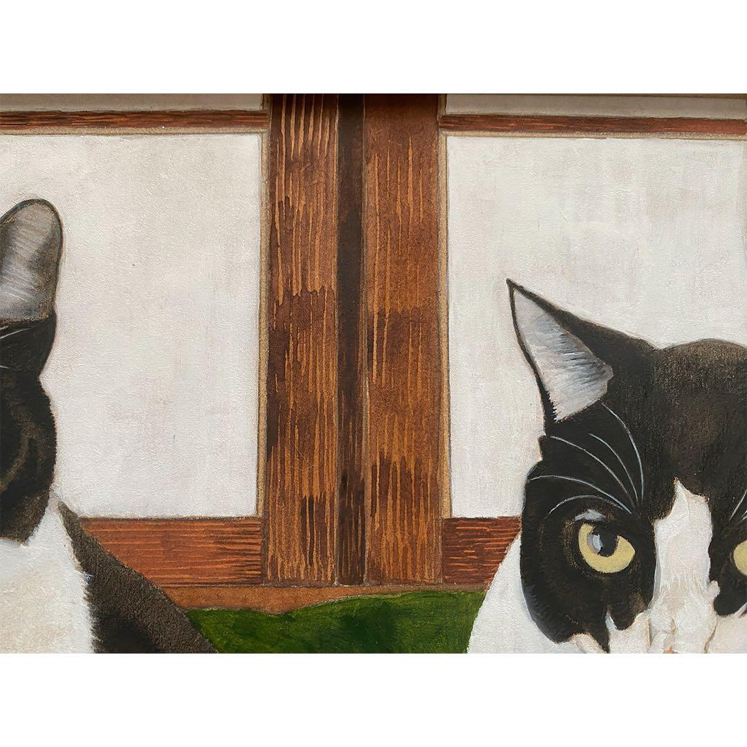 原画「寝床の二匹」《＋猫イラスト３枚無料プレゼント》