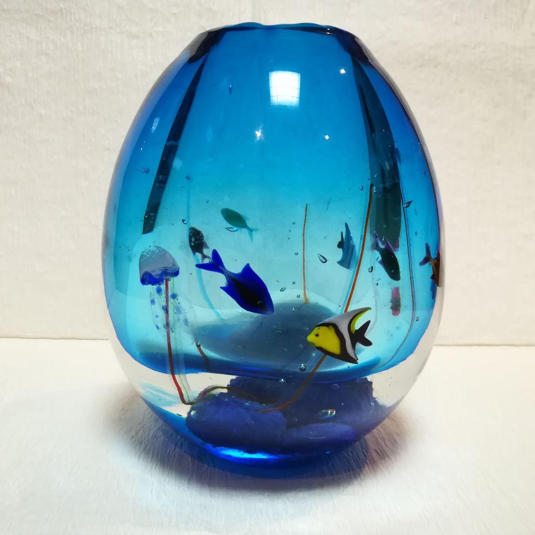 ベネチアンガラス 花瓶 ガラス工芸品 ガラスアート 水族館 魚
