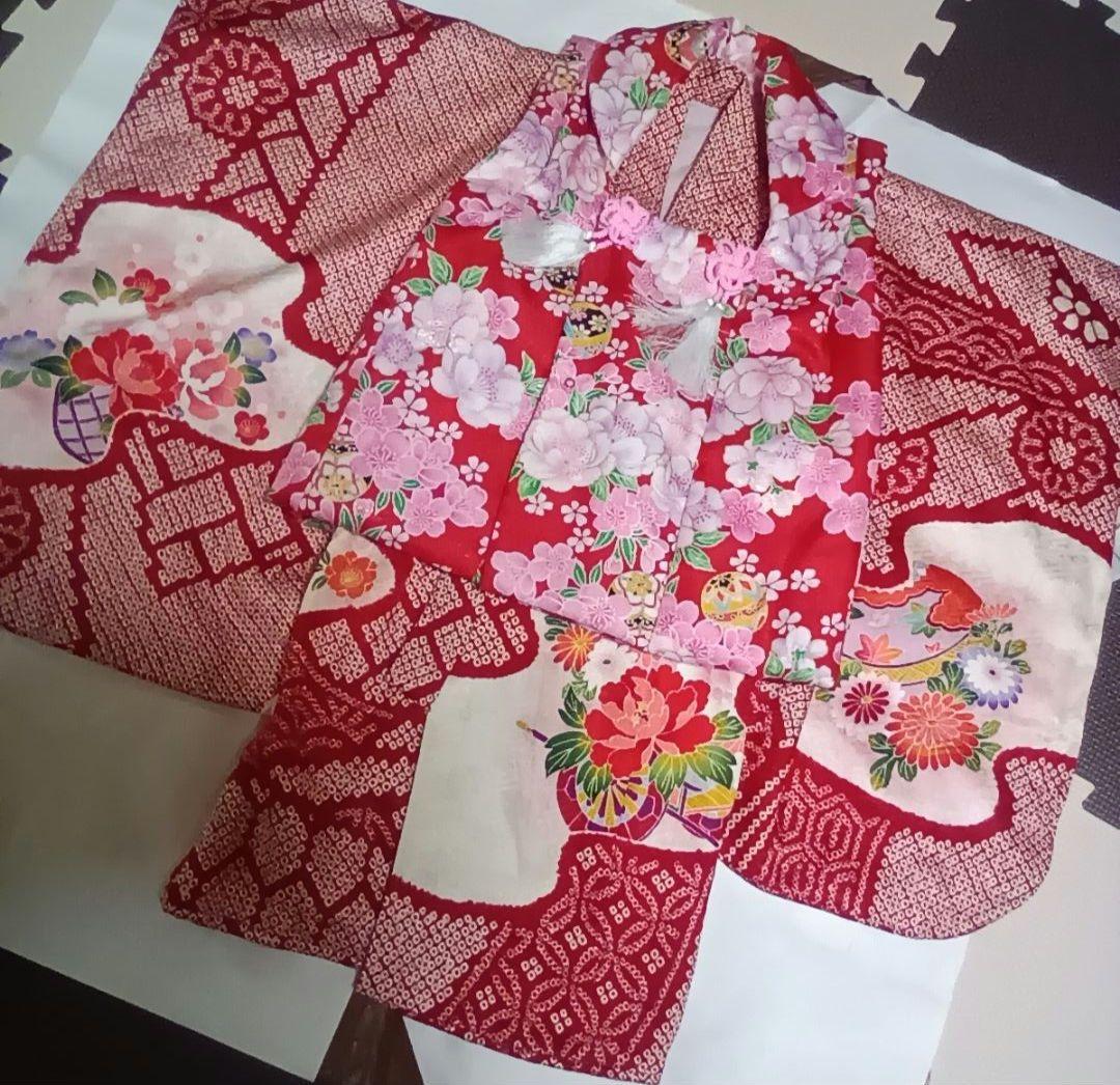 美品【正絹　七五三　三歳】 楽天市場】1点のみ 七五三 753 正絹 着物 3歳 女の子 正絹被布セット