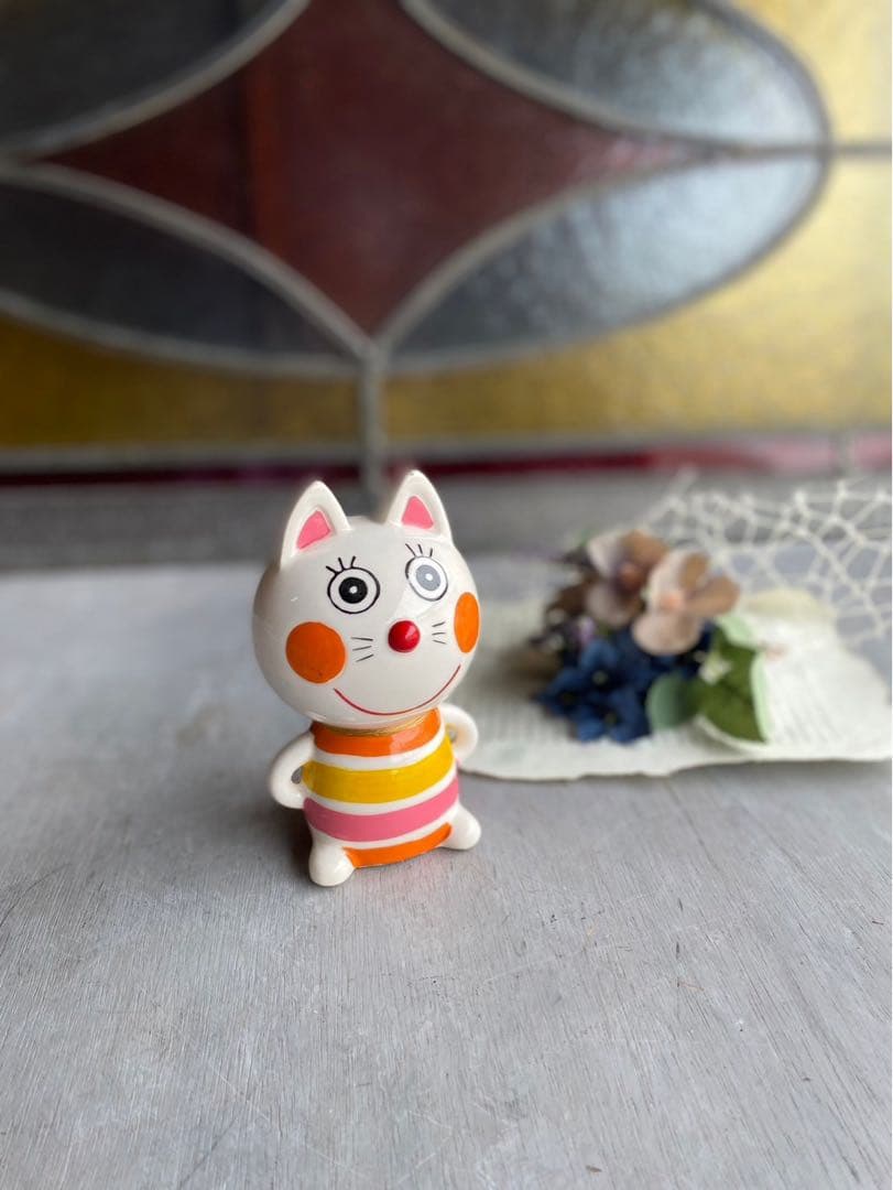内藤ルネ RUNE 貯金箱 動物園 フーテン 猫 ネコ 陶器 昭和レトロ
