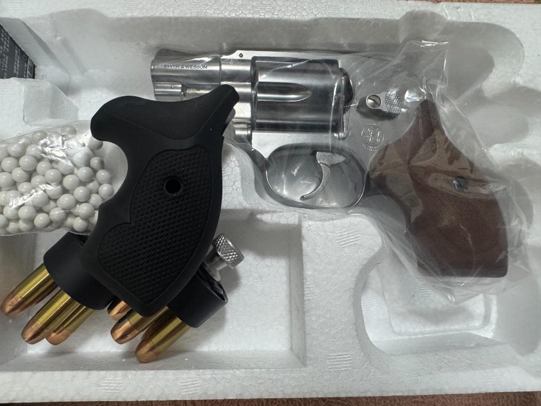 マルシン工業　M649　シルバーABS　ガスリボルバー　木製グリップモデル マルシン S&W M64 ミリタリー＆ポリス Xカート 木製グリップ ABS