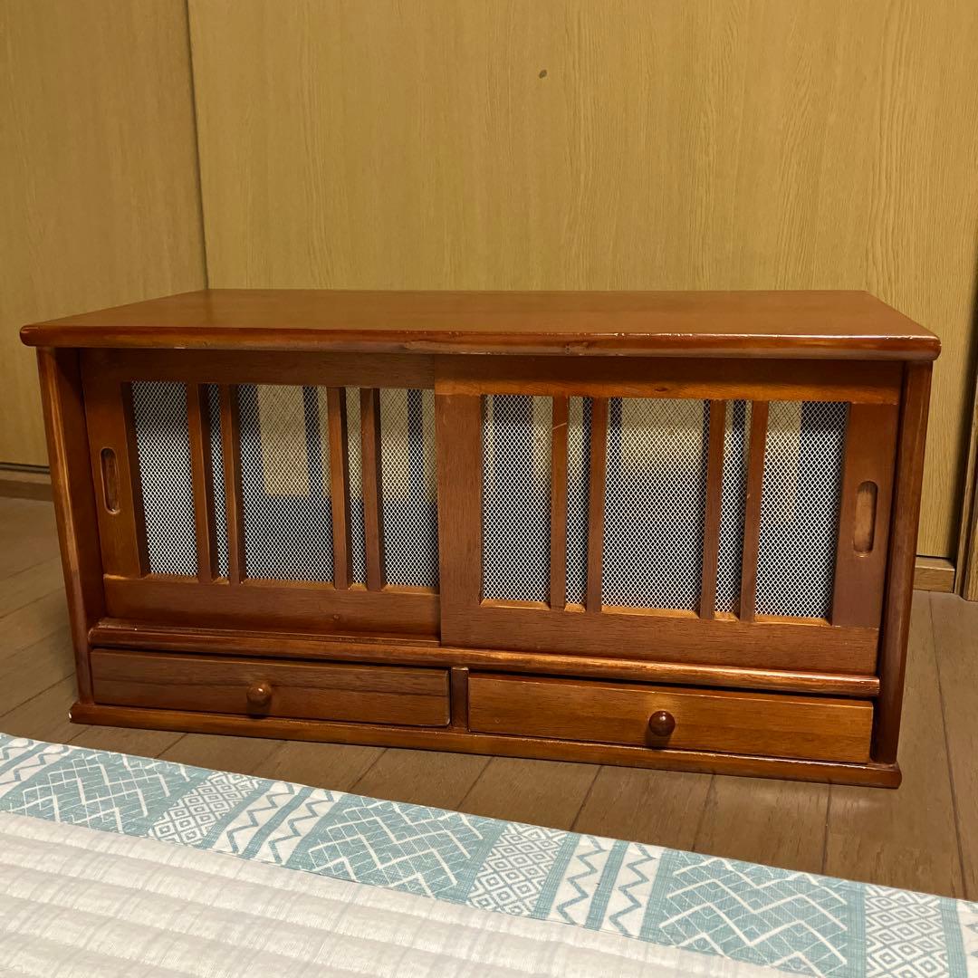 蝿帳/蠅帳 両面開き 引き出し付き 棚/食器棚 家具 楽天市場】カウンターラック 桐製 幅60cm はい帳 両面引き戸 （ 蠅帳