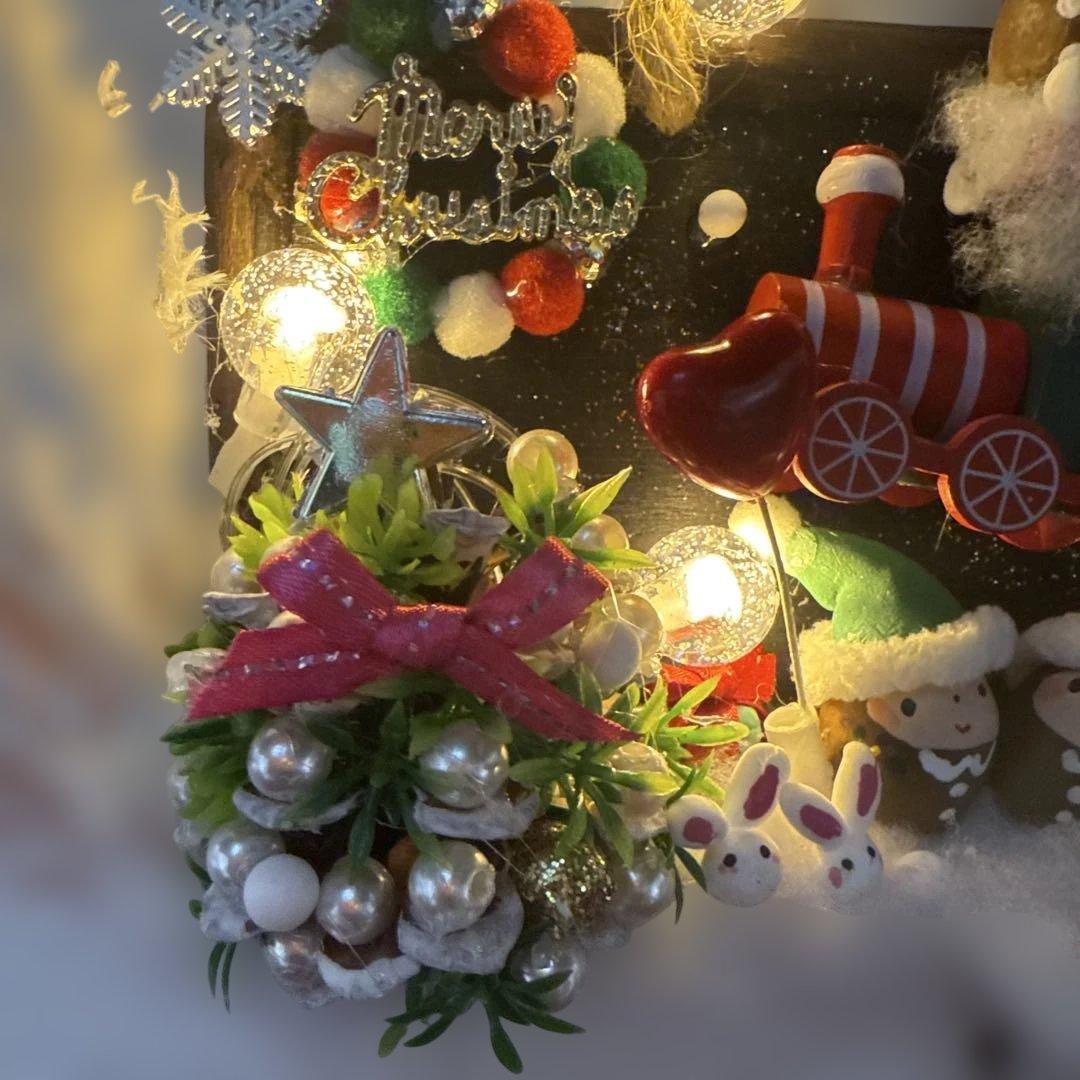 どんぐりアート♡ Xmasタペストリー＆White train ピンキーオブジェ