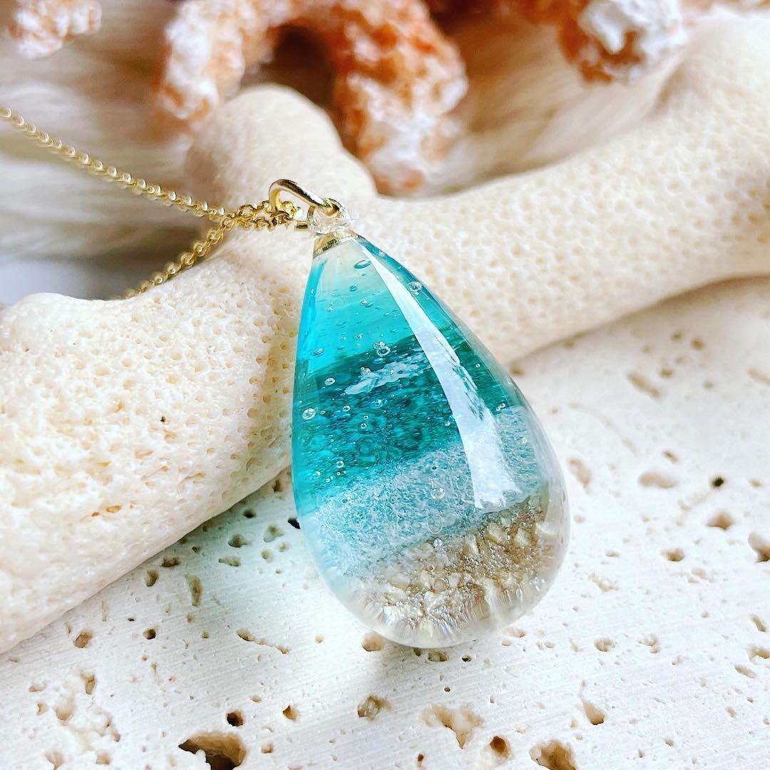 ハンドメイド レジン ネックレス レジンアクセサリー 海レジンアート