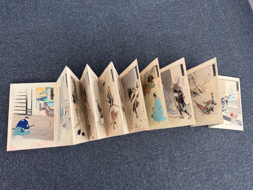 真作】月耕 浮世絵「赤穗義士四十七図录」明治時代 木版画 錦絵 大判