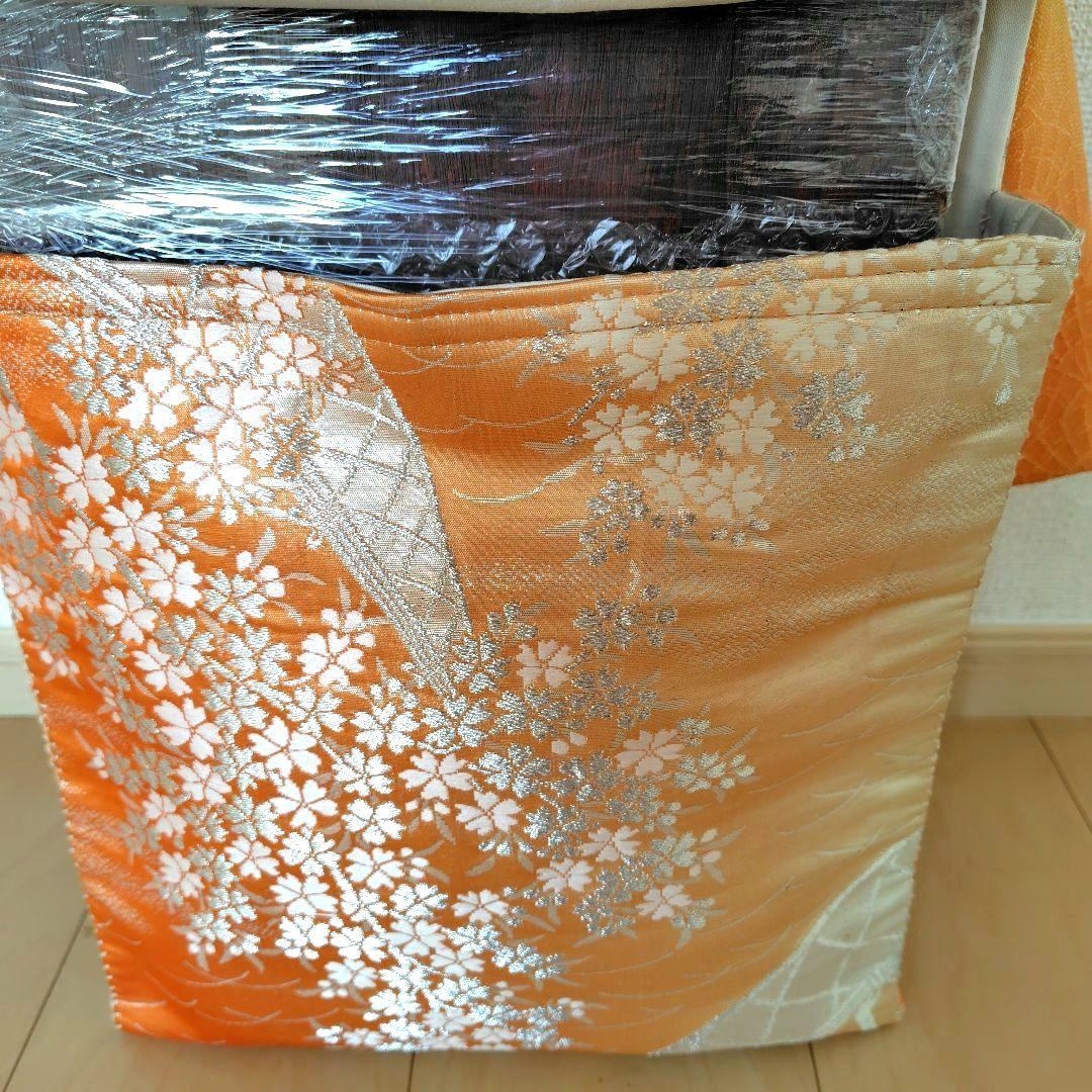 お琴カバー【橙】着物帯 ゆたん油単ハンドメイド 和楽器 正絹 袋帯