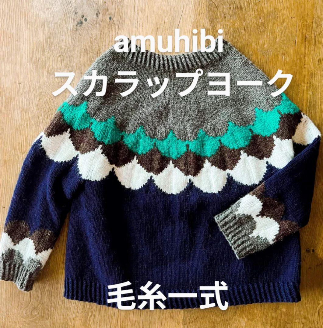 amuhibi　KNIT BOOK2 スカラップヨーク用毛糸色違い　 新品未使用 KNIT BOOK2nd_01 SCALLOP YOKE糸セット| amuhibi