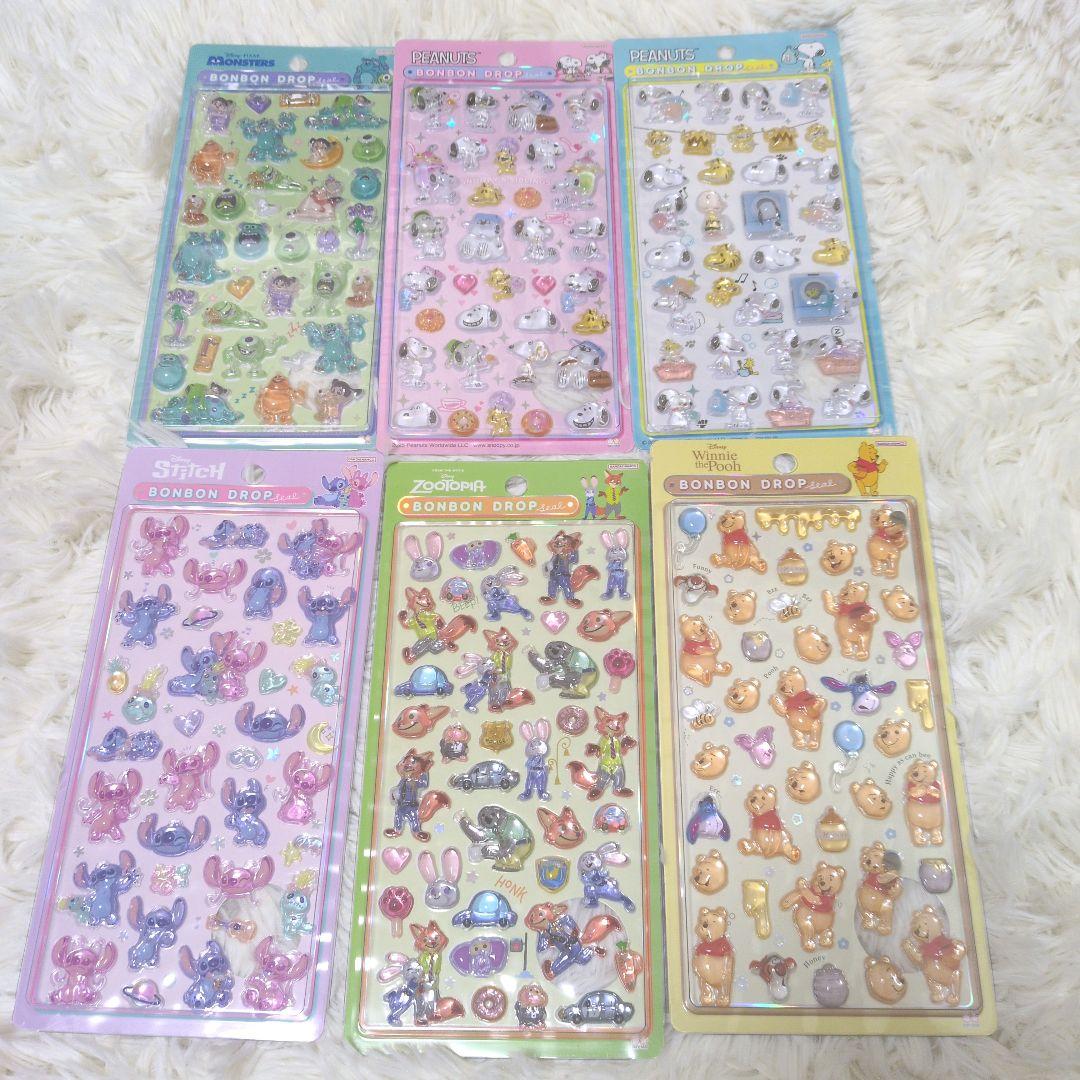 【正規品】ボンボンドロップシール　ディズニー　6枚セット サンスター文具 ディズニー シール ボンボンドロップシール リロアンド