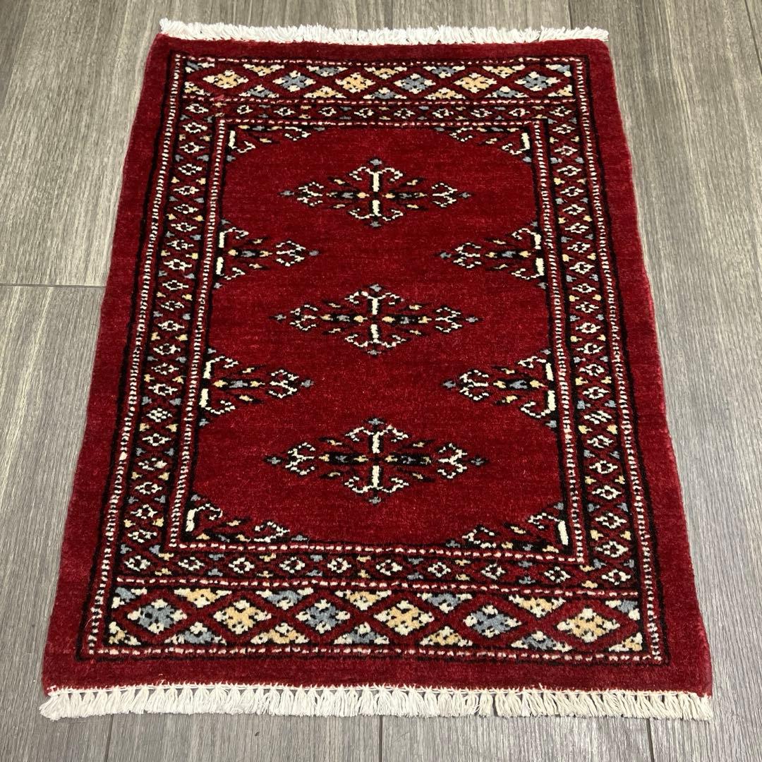 59x45cm ミニラグ手織り絨毯パキスタン絨毯 パキスタン絨毯 約45cm x 60cm｜SATHI RUGS