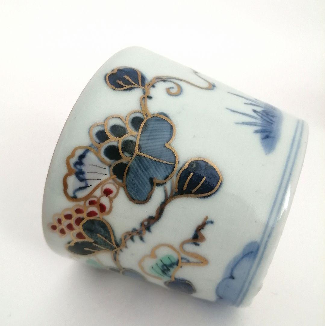 りりィ様専用 古伊万里 山葡萄と蝶図蕎麦猪口1客 芙蓉手小向付2客