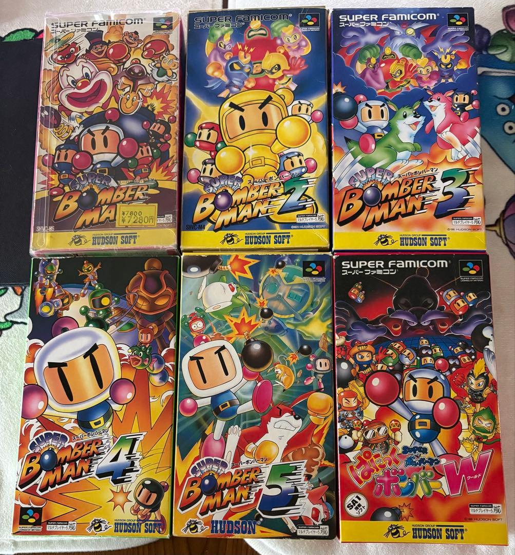 スーファミソフト ボンバーマンシリーズ6本セット 箱説付 1、2、3、4