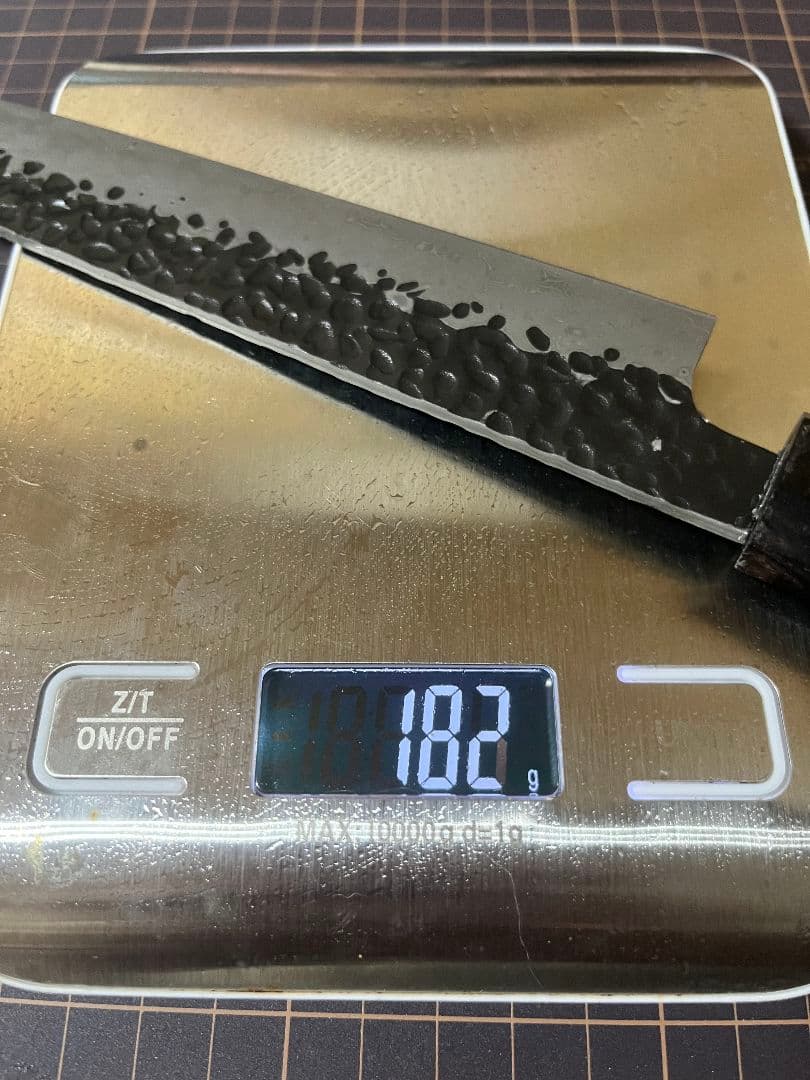 V金10号 刺身包丁 黒打鍛造 ダマスカス V10 八角柄 先丸柳