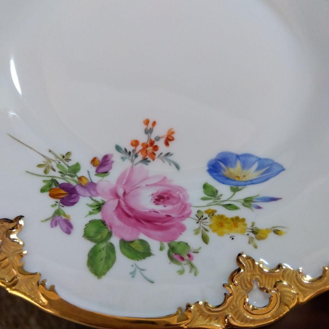 MEISSEN　マイセン　グランツゴールド　5つ花 プレート 17.5cm