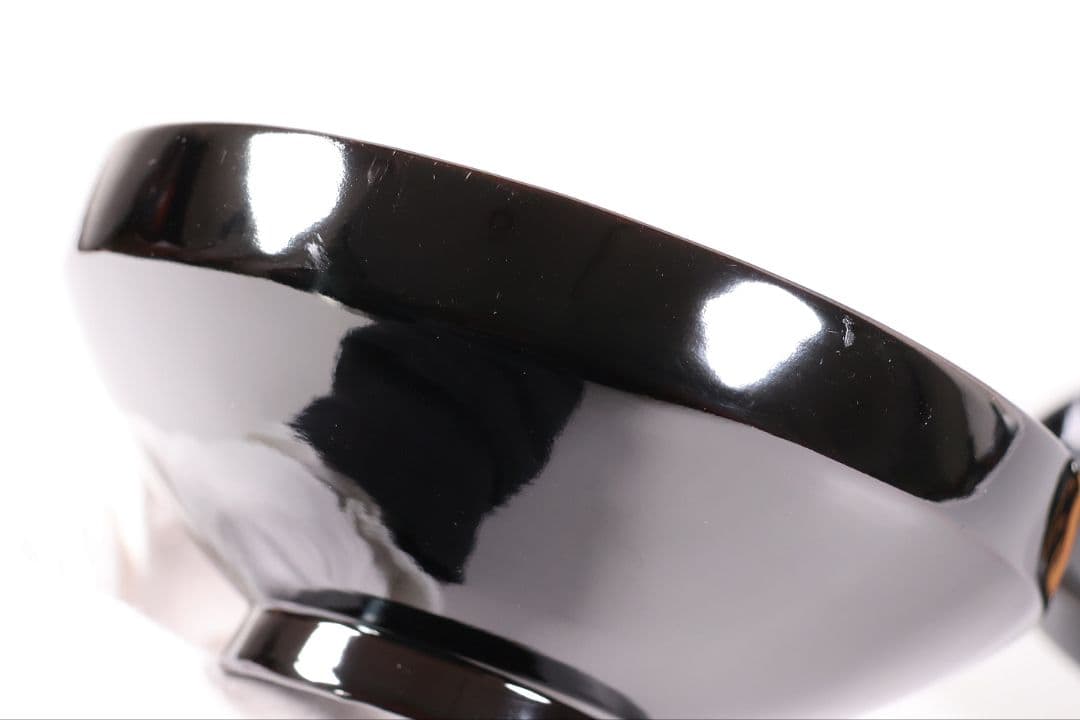CM403】天然木漆塗 菊桐鳳凰金蒔絵 黒塗 吸物椀 1客 昭和期 木製漆器