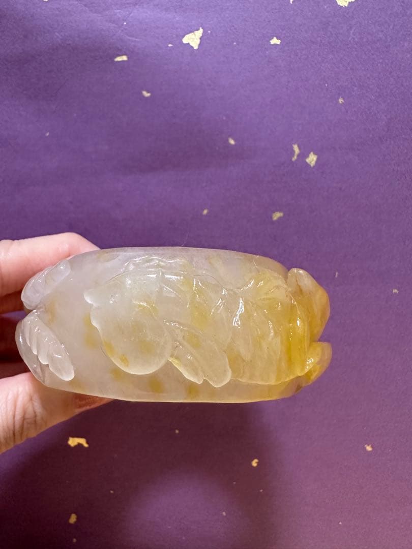 魚戯蓮葉間 黄龍玉バングル - メルカリ