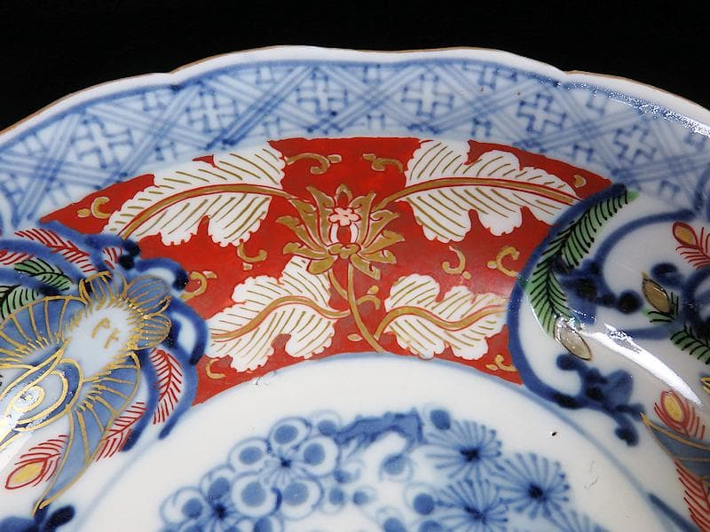 大聖寺伊万里 金襴手 花に福良雀の図 膾皿 5客 B267AS-BGl - メルカリ