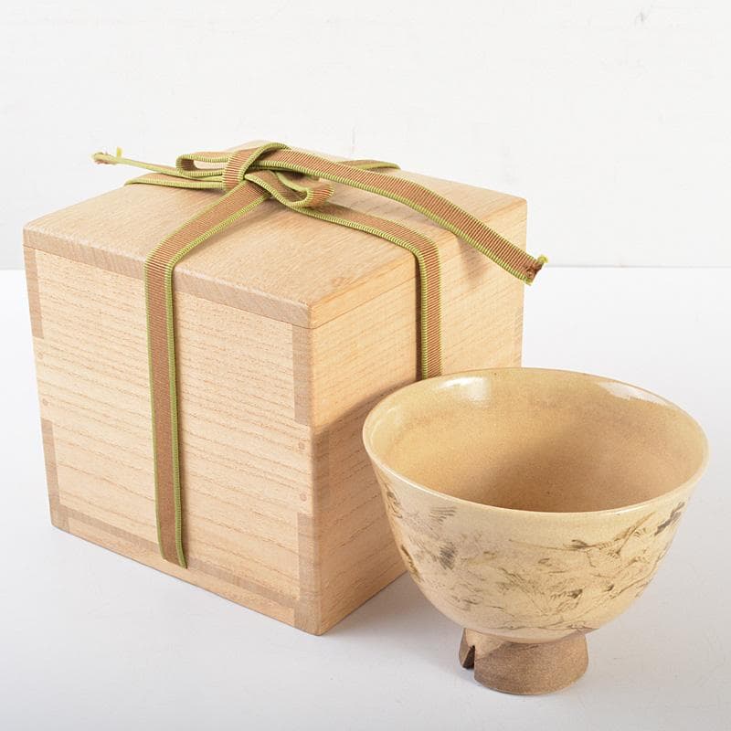 茶道具　京焼　野々村仁清造　鶴図　茶碗　表千家十三代即中斎極箱　D　R6792 茶道具 京焼 野々村仁清造 鶴図 茶碗 表千家十三代即中斎極箱 D R6792