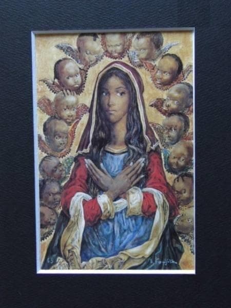 藤田嗣治、「Madona」、希少画集の額装画、人気作品 Yahoo!オークション -「藤田嗣治」(人物画) (油彩)の落札相場・落札価格