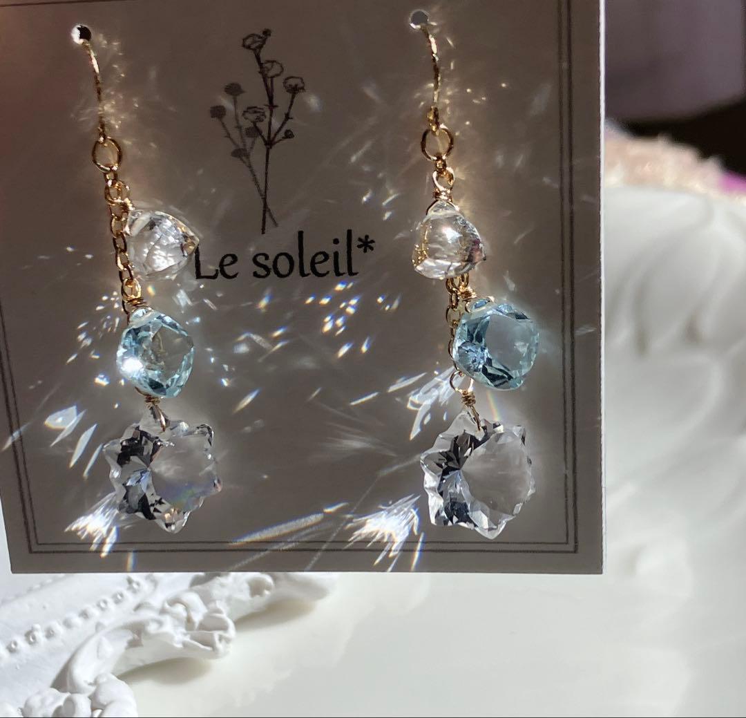 ポメころび様専用◇ラスト1点✧雪の結晶✧水晶×スカイブルートパーズ