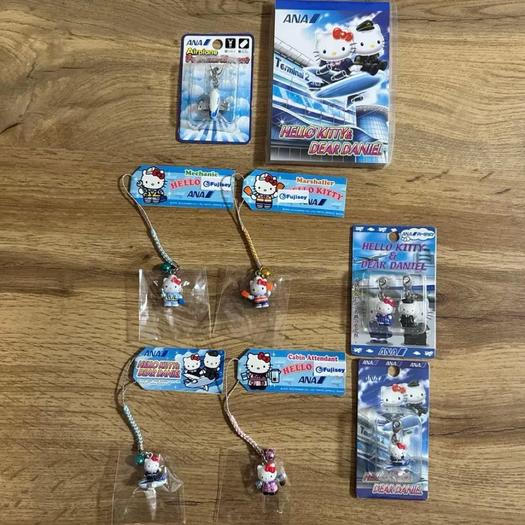 ANAハローキティ & ディアダニエルファスナーマスコットストラップ計6個セット ハローキティ カラビナ付き ぬいぐるみ ファスナー マスコット