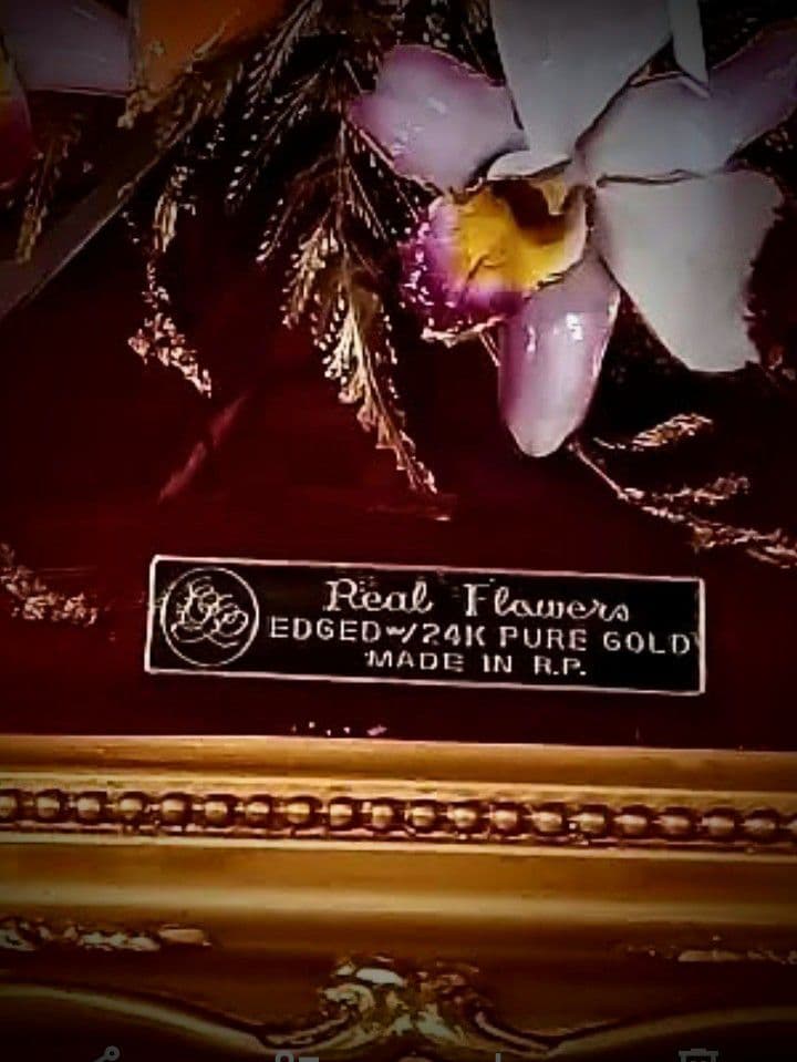 24K♤ PURE GOLDエッジ加工／デンドロビウム 蘭 プリザーブドフラワー