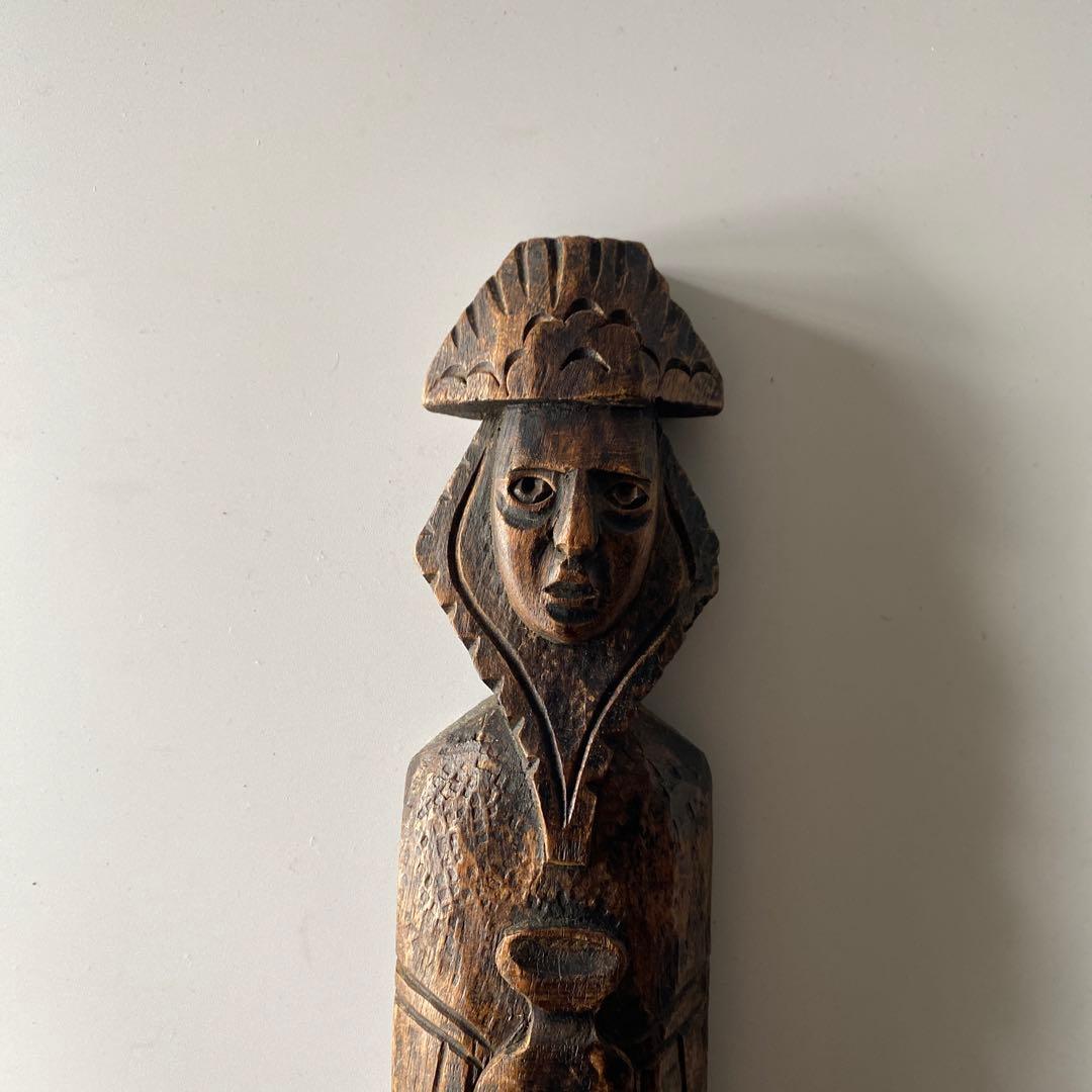 フランス入手 アフリカ木彫 祖霊像 高さ40cm超 プリミティブアート