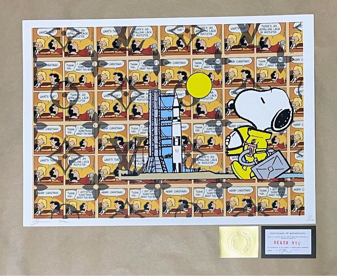DEATH NYC/現代アートポスター/スヌーピー /SNOOPY/ロケット/ FRAMED Original Death NYC Snoopy Graphic Print with COA | eBay