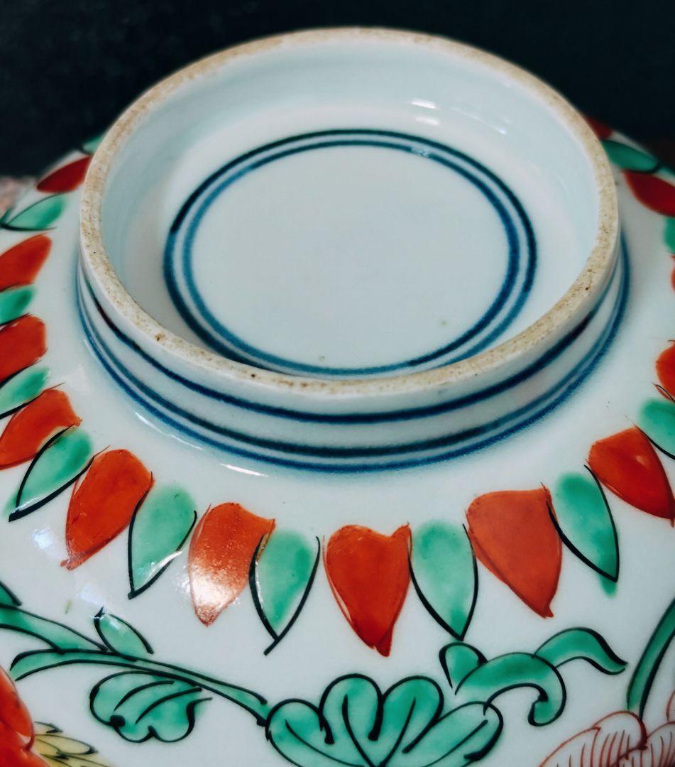 【名品❗️】江戸時代中期　亨保期　古伊万里 錦手　牡丹唐草文様　16.1cm　鉢