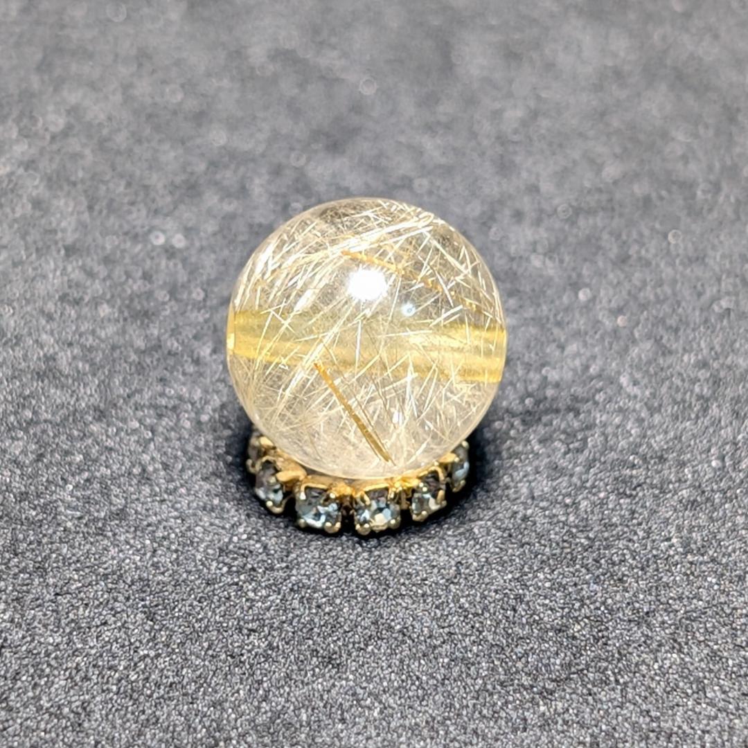 一点物【透明感抜群】ゴールドルチル ブレスレット 7ミリ 金針水晶