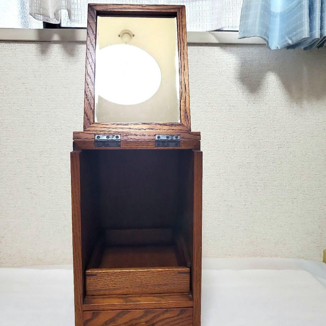 高級木工】江戸指物 箱鏡台 キハダ材 桑材 網代編み模様 昭和レトロ