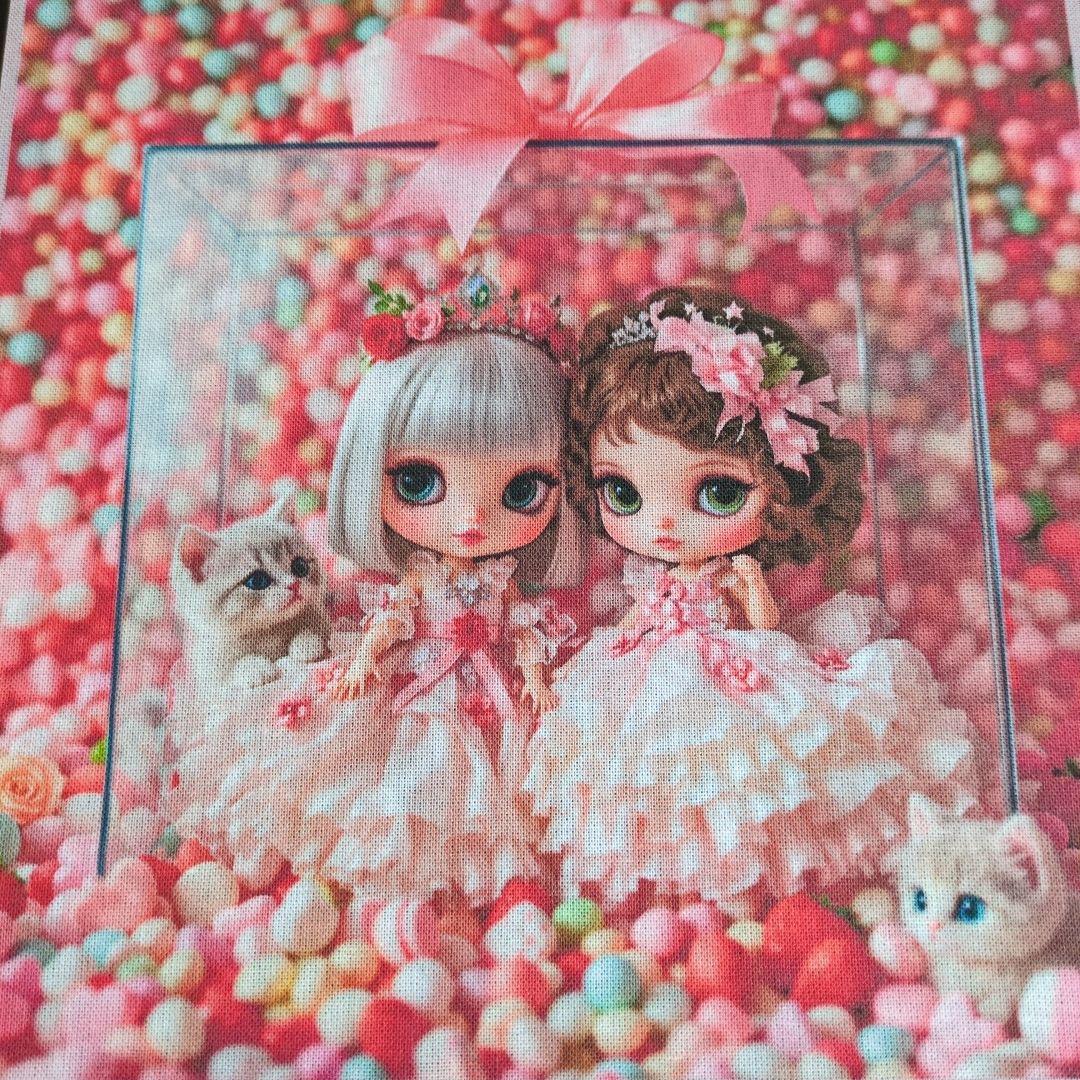 未使用 可愛い女の子パネル生地＆マイケルミラー.ドット柄生地です