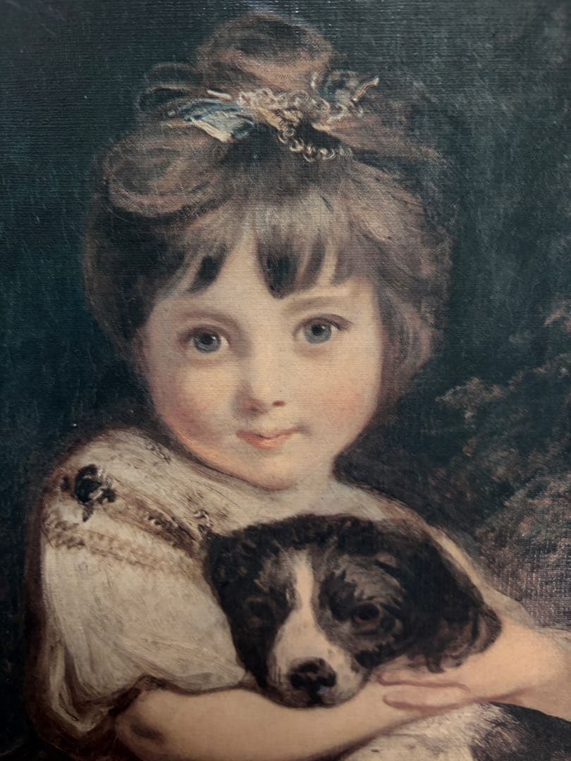 少女と犬の絵画のレプリカ（ポスター） 少女と犬」ハインリッヒ・ロッソー 作（P20号 油絵）/お茶のふじい
