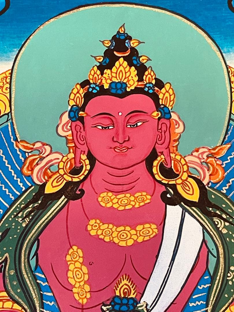 《手描き肉筆画》阿弥陀如来 タンカ 曼荼羅 チベット密教 仏画 a1 仏教美術