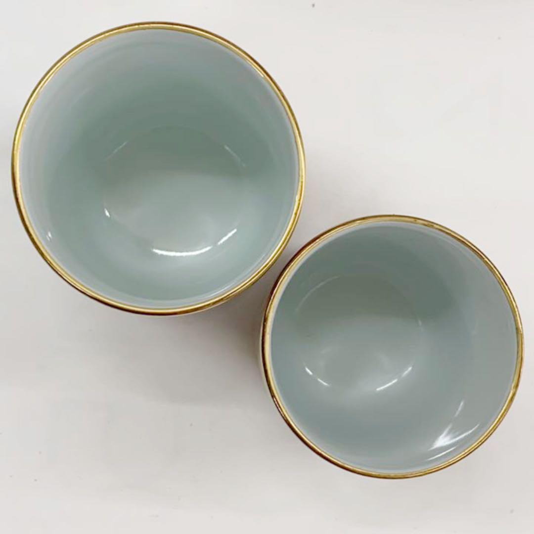 九谷焼 赤絵間取蓋付 湯呑みペア】九谷錦山 共箱
